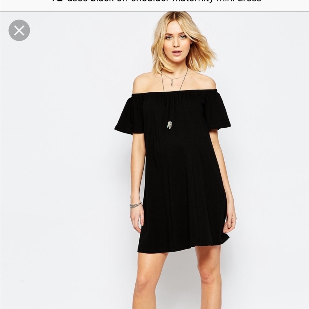 ASOS maternity off shoulder mini dress.